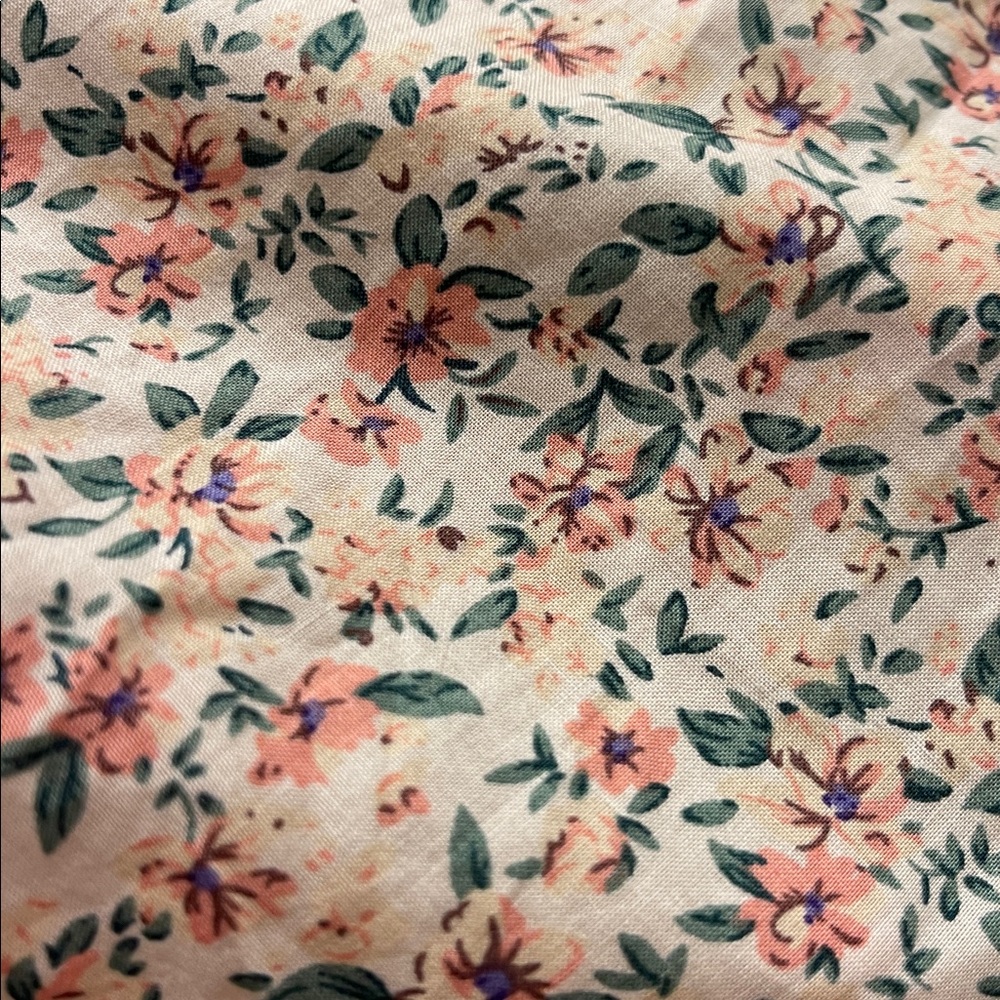 Anthropologie Layered Poplin-Sleeve Sweater | Size XL | Ivory, with Pink & Green - Picture 7 of 7